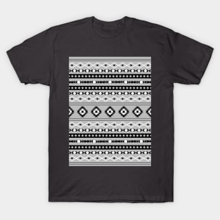 Aztec Black White Grey Mixed Motifs Pattern T-Shirt